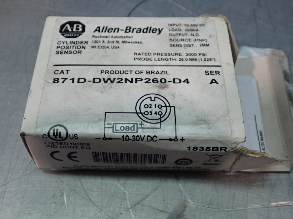 Allen-bradley 3000 Psi, 200 Ma Cylinder Position Sensor - 871d-dw2np260-d4