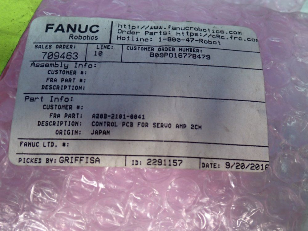 Fanuc 2 Channel Control Pcb For Servo Amp - A20b-2101-0041