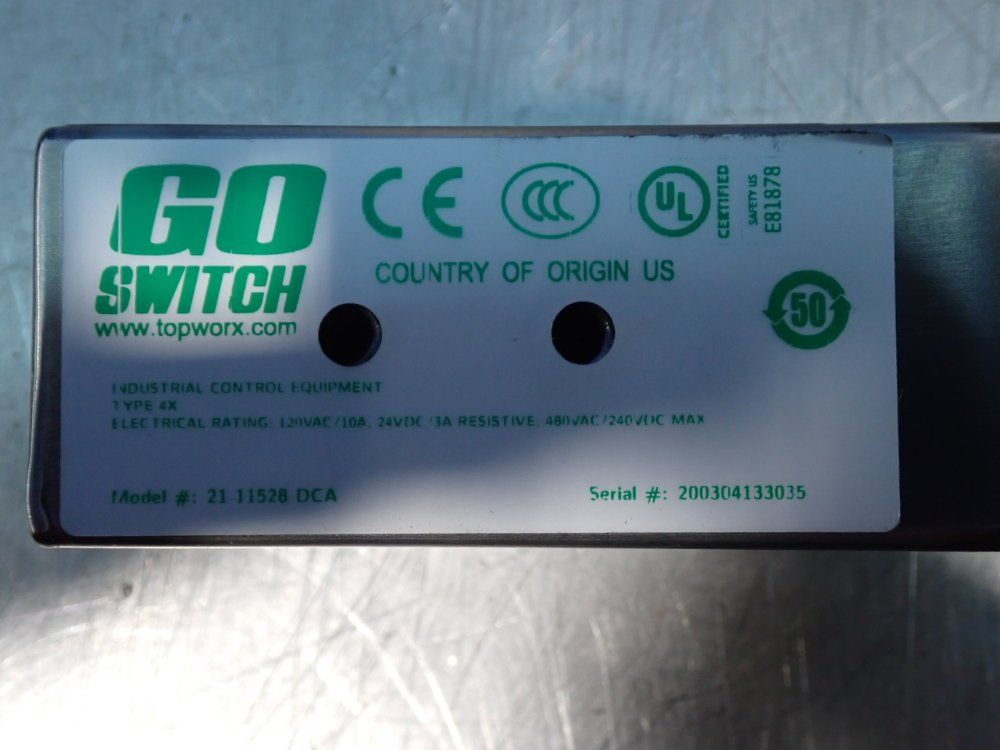 Topworx 480 Vac / 240 Vdc Go Switch Proximity Limit Switch - 21-11528-dca