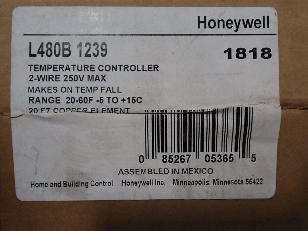 Honeywell 20 Ft Copper, 250 V 2-wire Temperature Controller - L480b 1239