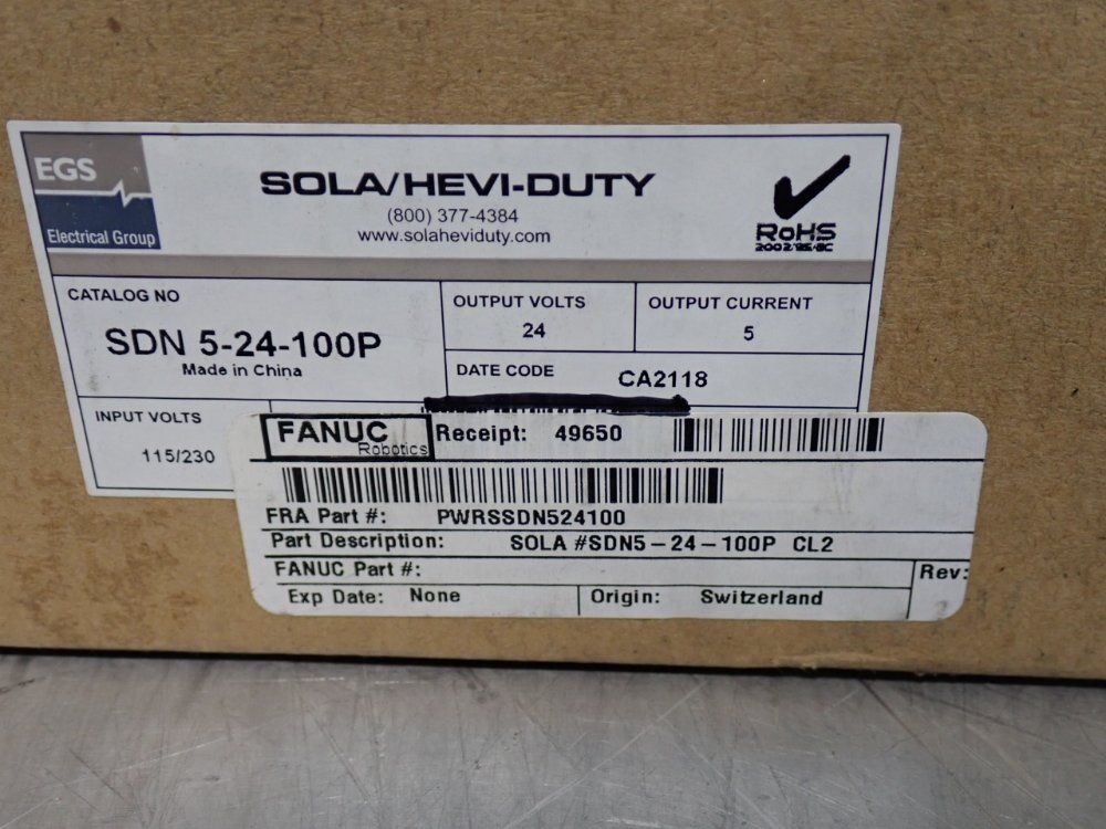 Emerson Industrial Automation Sola Power Supply - Sdn 5-24-100p
