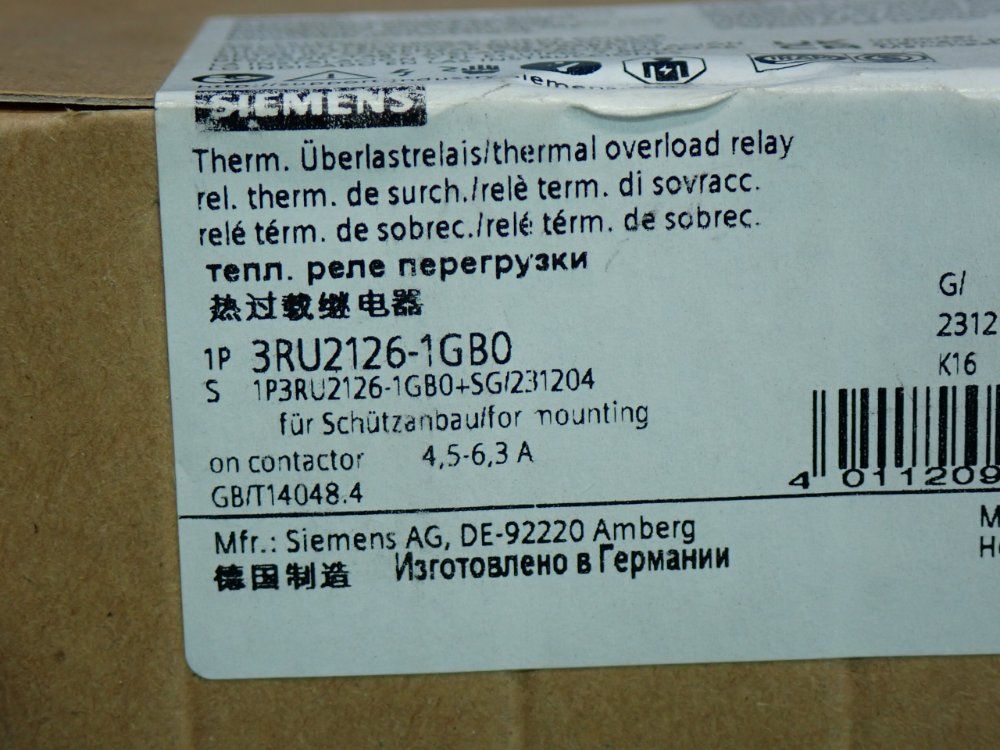 Siemens Overload Relay Unit - 3ru2126-1gb0