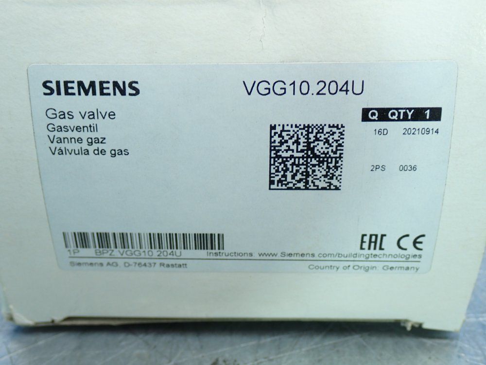 Siemens Gas Valve Unit - Vgg10.204