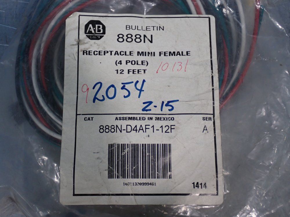 Allen Bradley 12 Ft Female Receptacle Cable - 888n-d4af1-12f