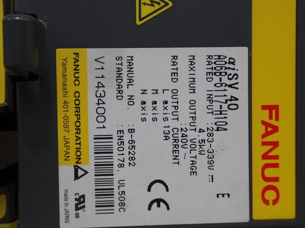 Fanuc 240 Output Volts Aisv 40 Servo Amplifier - A06b-6117-h104