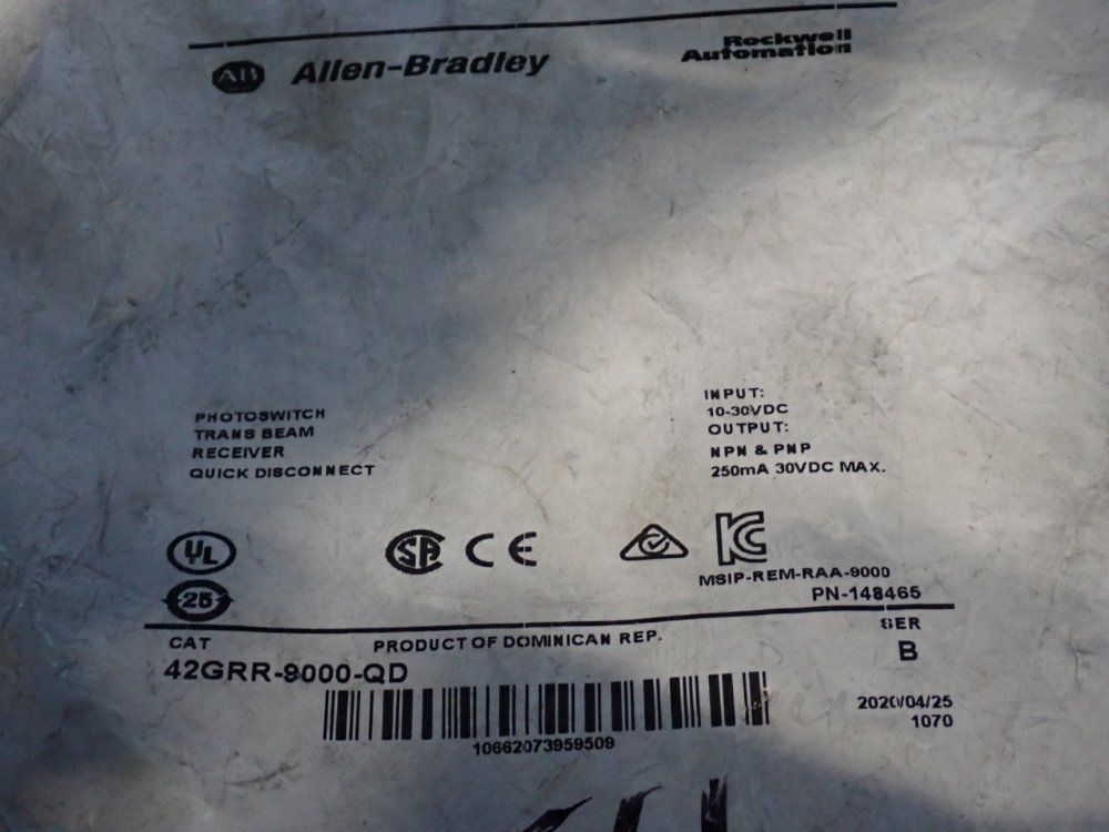 Allen Bradley Photoswitch Transbeam Receiver - 42grr-9000-qd