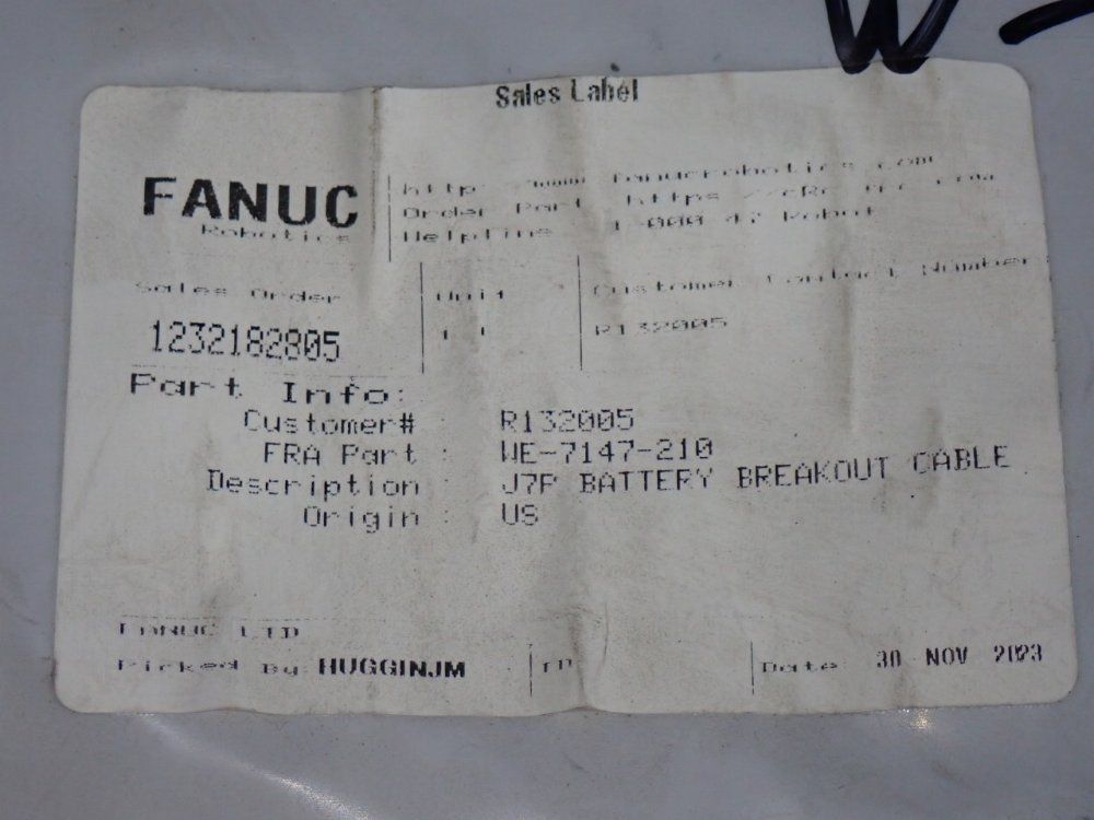Fanuc Battery Breakout Cable - We-7147-210