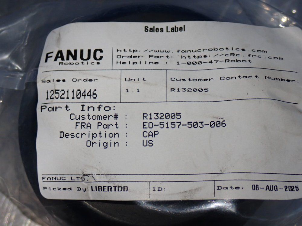 Fanuc Cap Assembly - Eo-5157-503-006