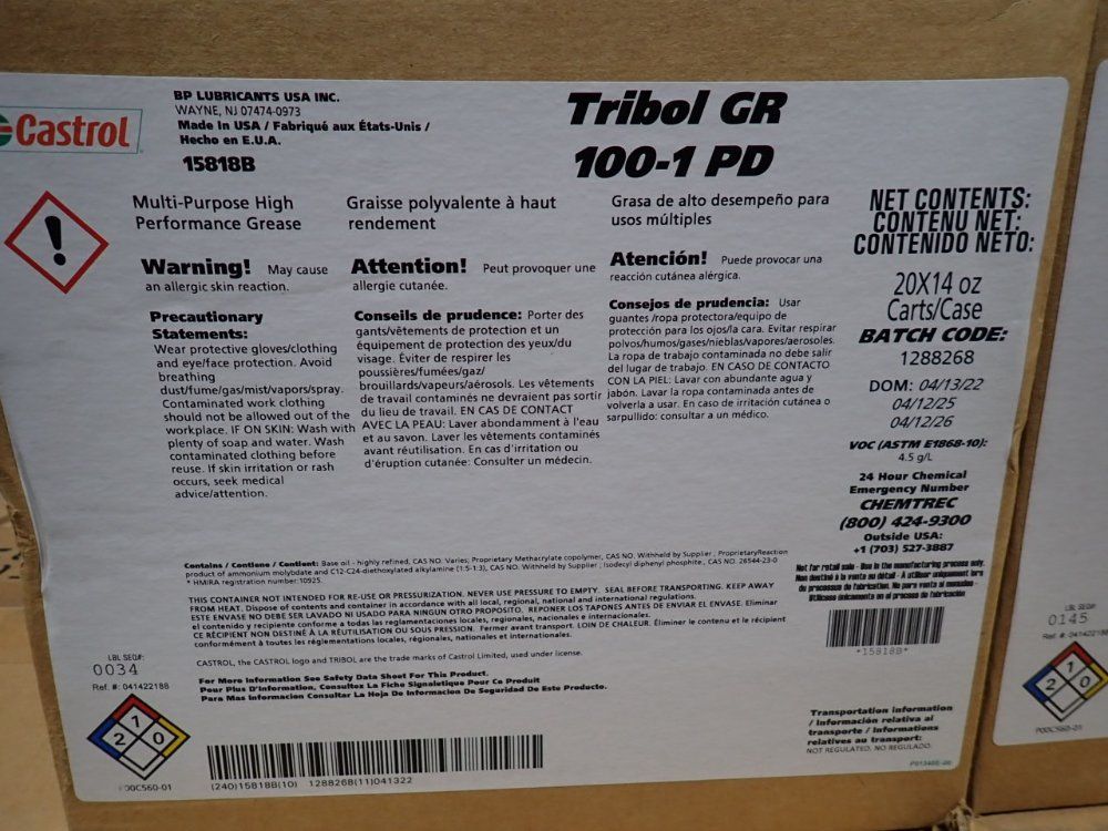 Castrol 14 Oz Industrial Grease - Tribol Gr 100-1 Pd