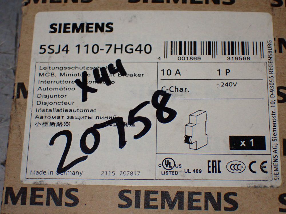 Siemens Miniature Circuit Breaker - 5sj4 110-7hg40