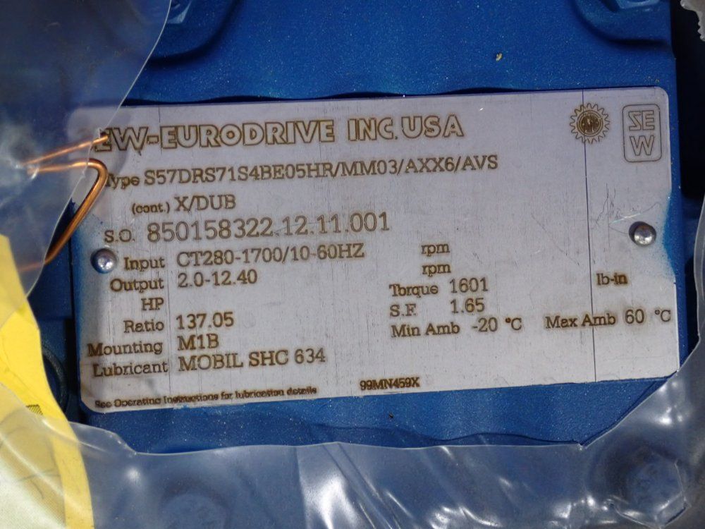 Sew-eurodrive .5 Hp Gear Drive - S57drs71s4be05hr/mm03/axx6/avs