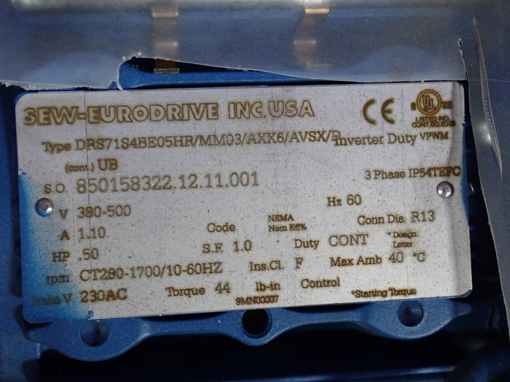 Sew-eurodrive .5 Hp Gear Drive - S57drs71s4be05hr/mm03/axx6/avs