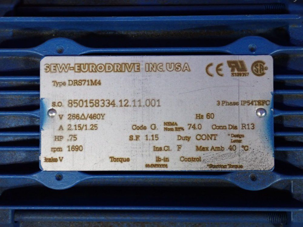 Sew-eurodrive .75 Hp Gear Drive - Drs71m4