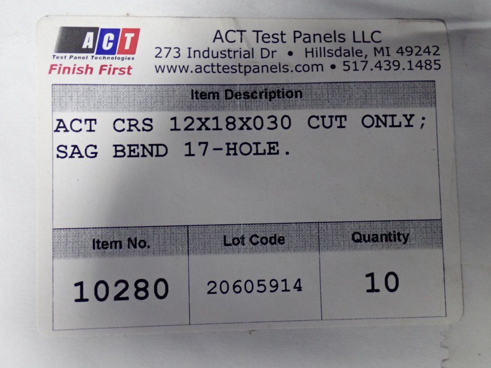 Act 12" X 18" X 30" Test Panel - 20605914