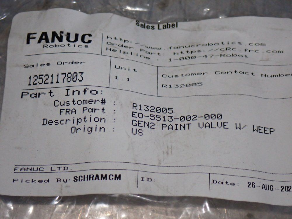 Fanuc Microvalve Robot Paint Valves - Eo-5513-002-000
