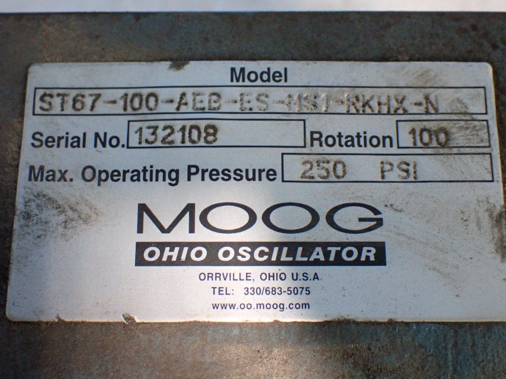 Moog 250psi Max, Roatation=100 Hydraulic Actuator - St67-100-aeb-es-ms1-rkhx-n