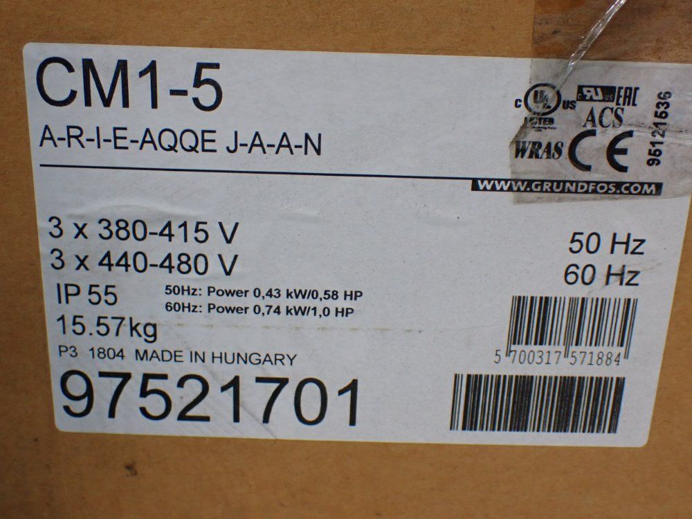 Grundfos 145/232psi Horizontal Multistage Centrifugal Pump - A-r-i-e-aqqe J-a-a-n