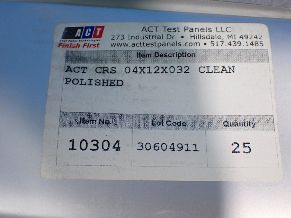 Act Polished Test Panels - 04x12x032