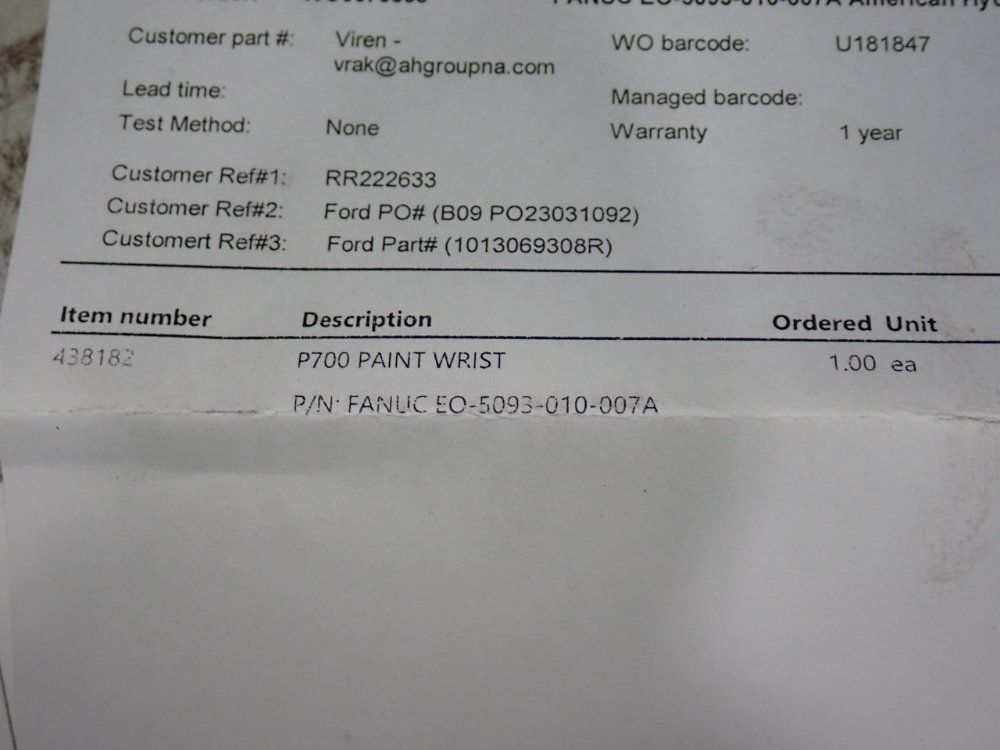 Fanuc Robotic Wrist Assembly - Eo-5093-010-007a