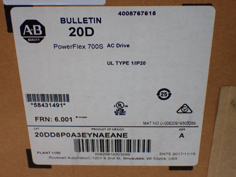 Allen-bradley 5hp Powerflex 700s Servo Drive - 20dd8p0a3eynaeane