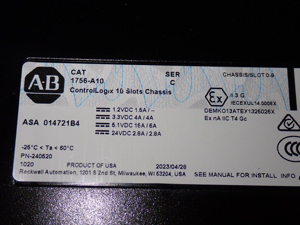 Allen-bradley Controllogix 10 Slot Chassis - 1756-a10