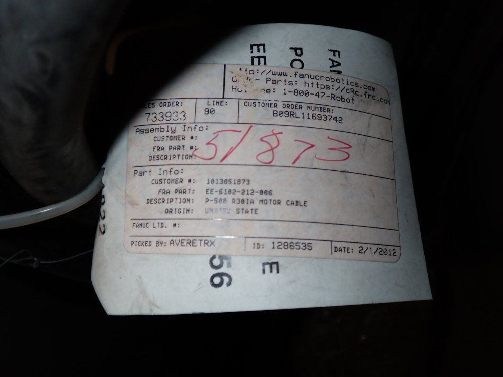 Fanuc P-500 R30ia Motor Cable - Ee-6102-212-006