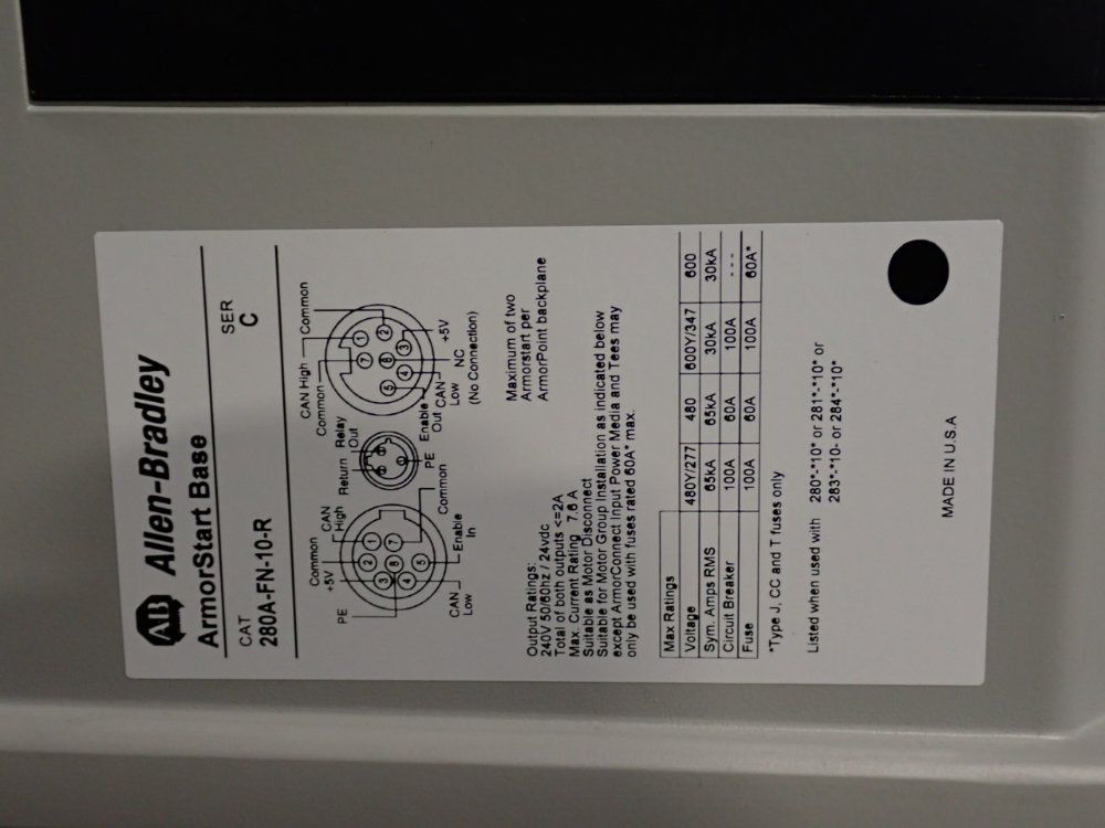 Allen Bradley Series C Armorstart Base - 280a-fn-10-r