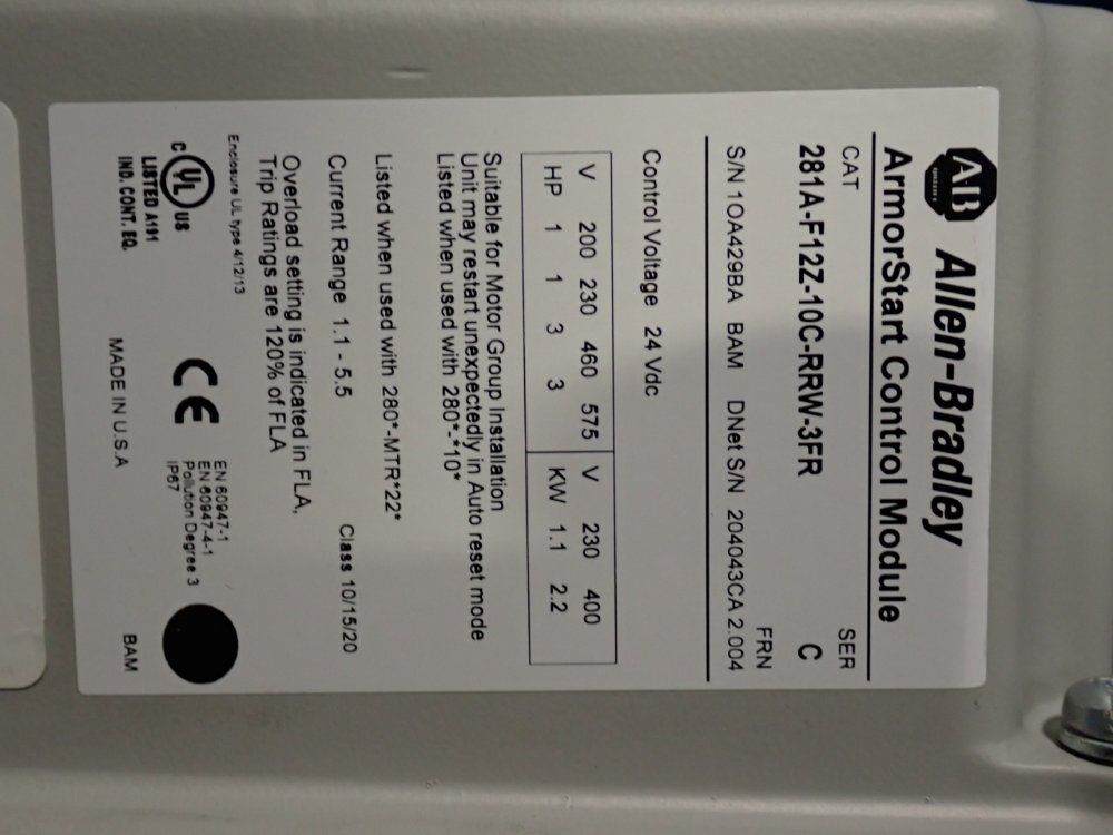 Allen Bradley Series C Armorstart Base - 280a-fn-10-r