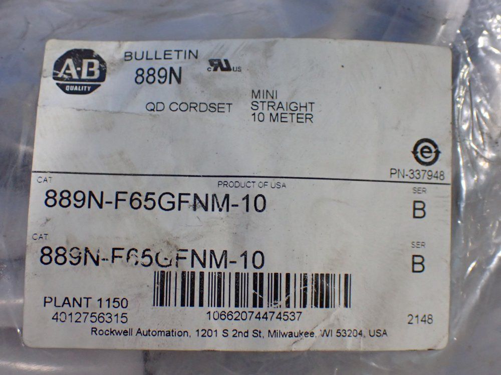 Allen-bradley 10-meter Qd Cordset Mini Straight Cable - 889n-f65gfnm-10