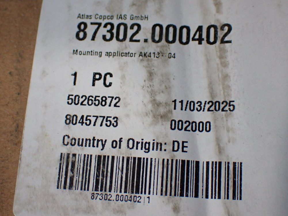 Atlas Copco Ak413-04 Mounting Applicator - 87302.000402