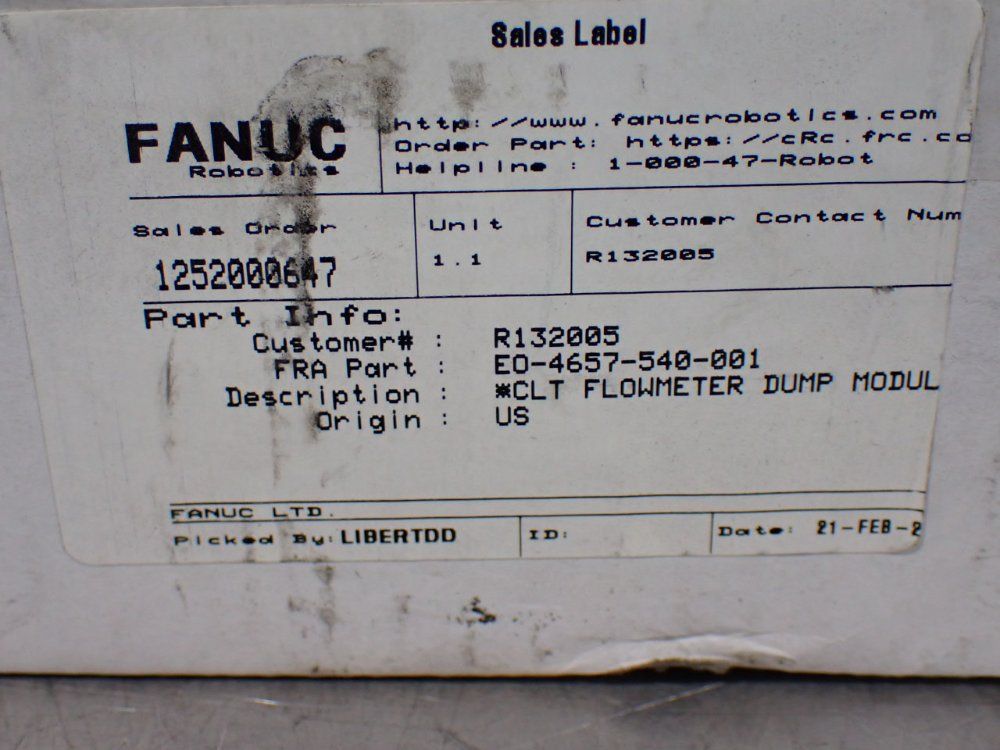 Fanuc Flowmeter Dump Module - Eo-4657-540-001