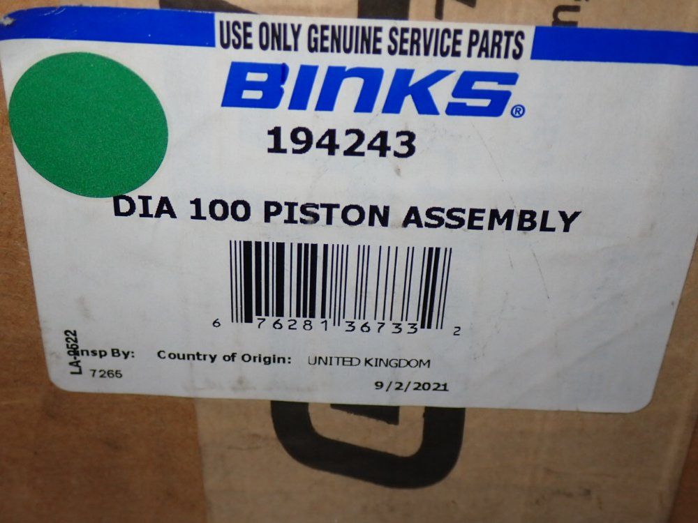 Binks Dia 100 Pump Piston Assembly. - 194243