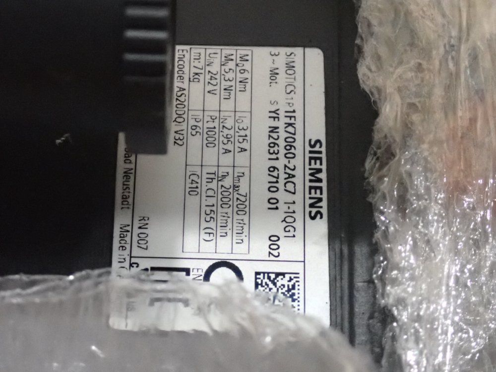 Siemens Servo Motor - 1fk7060-2ac71-1qg1
