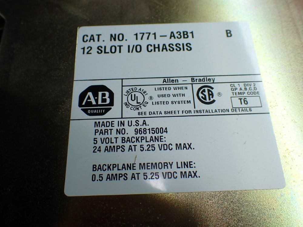 Allen-bradley 12-slot Chassis With I/o Modules - 1771-a3b1