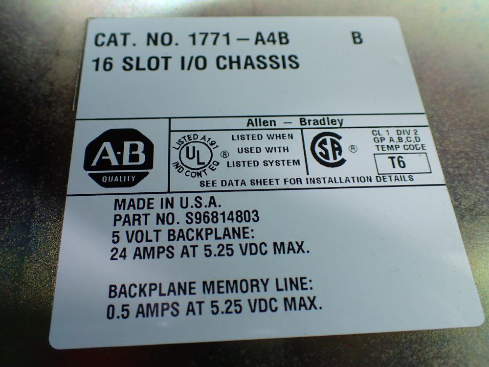 Allen-bradley 16-slot Chassis With I/o Modules - 1771-a4b