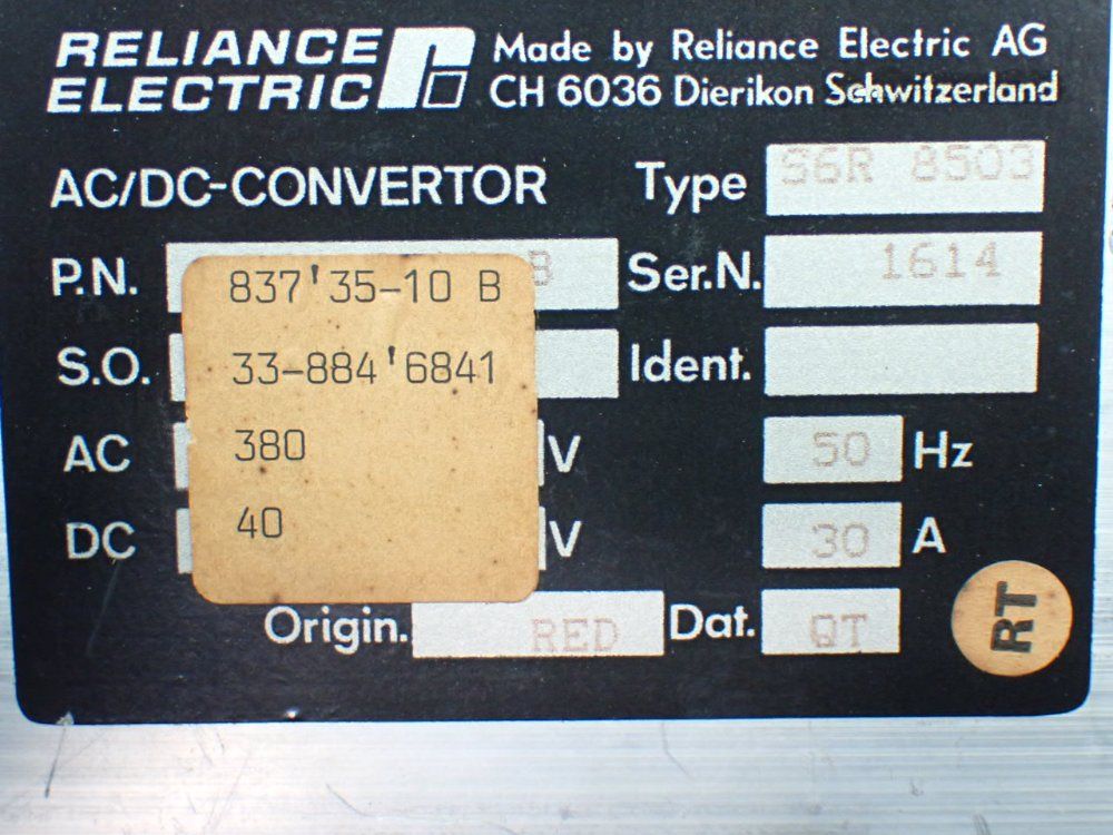 Reliance Electric Ac/dc Converter - S6r 8503 / 837.35-10 B