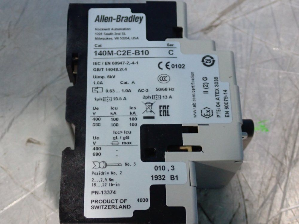 Allen Bradley 140m Series C Motor Protection Circuit Breaker - 140m-c2e-b10