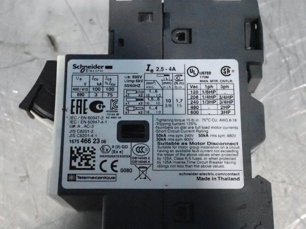 Schneider Electric Motor Circuit Breaker - Gv2me08