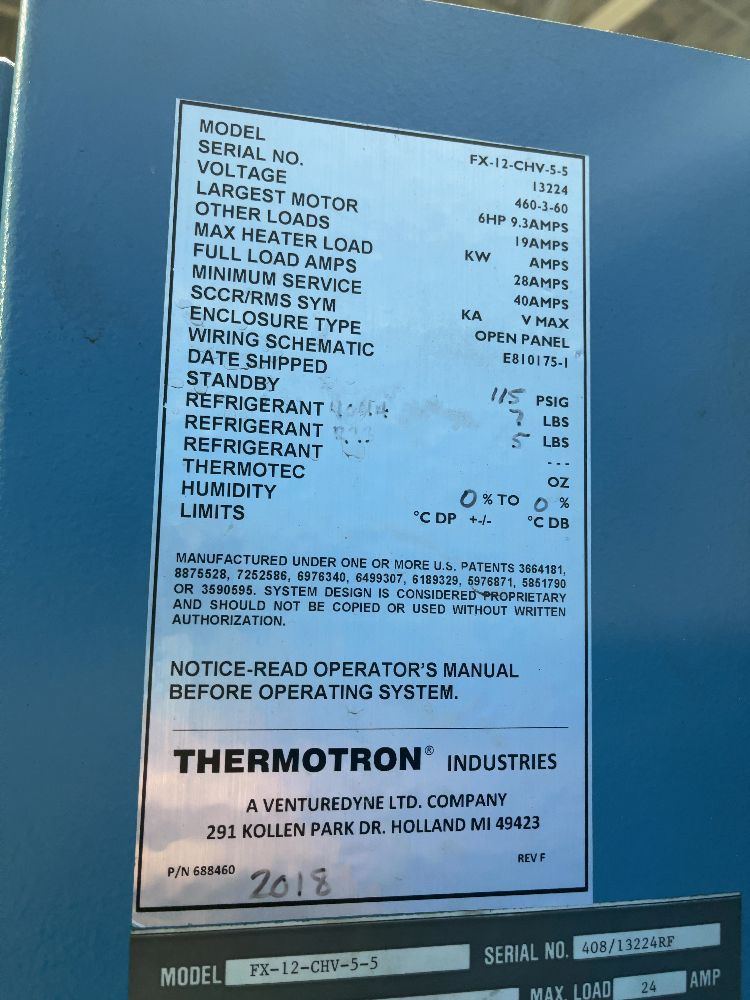 Thermotron Industries 28” X 28” X 30” Chamber Environmental Test Chamber W/ Shaker - Fx-12-chv-5-5