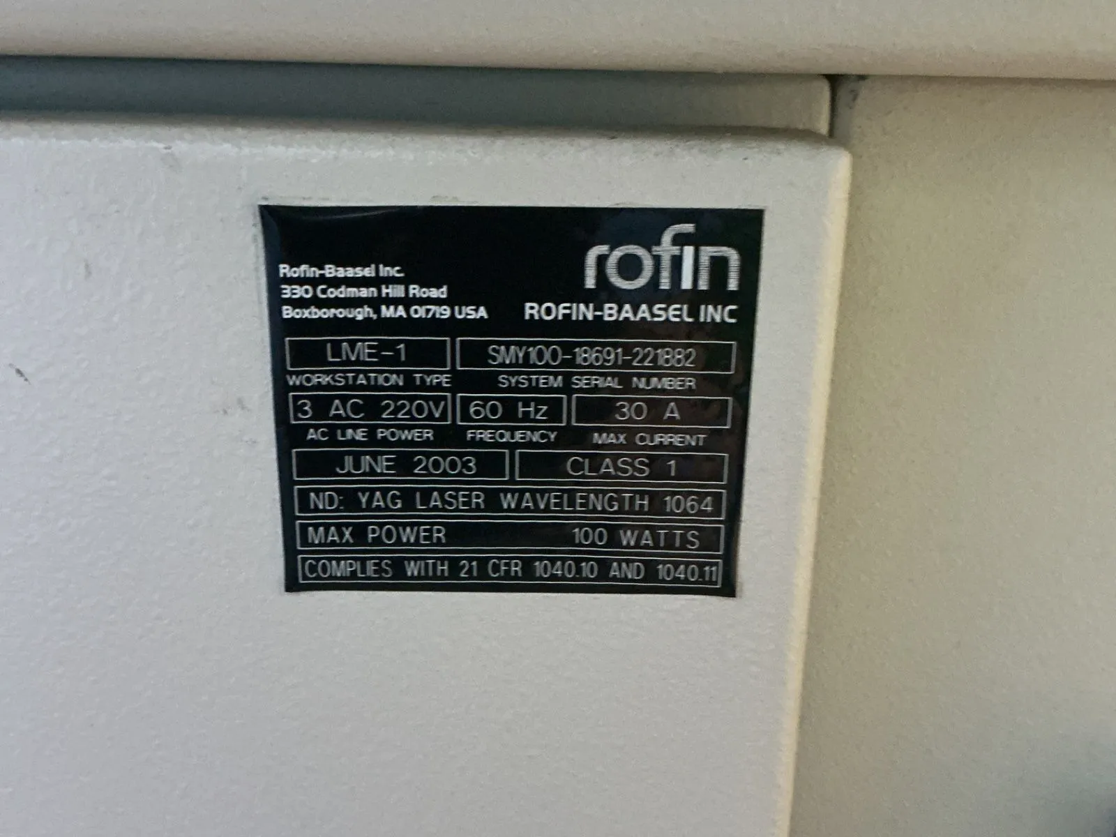 Rofin Starmark Lme Laser - Lme-1