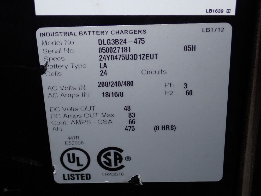 Industrial Battery Chargers 48 V / 475 Ah Battery Charger - Dlg3b24-475