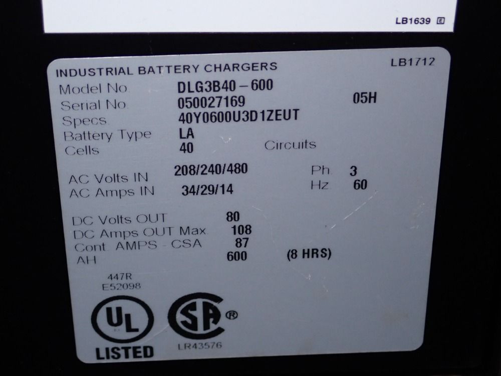 Industrial Battery Chargers 80 V / 600 Ah Battery Charger - Dlg3b40-600