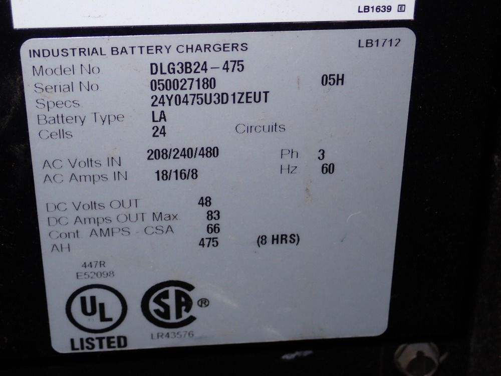 Industrial Battery Chargers 48 V / 475 Ah Battery Charger - Dlg3b24-475