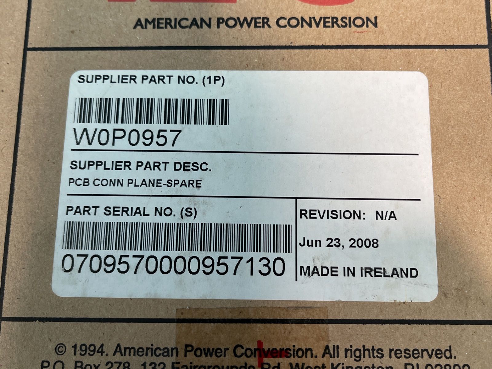 American Power Conversion Connection Plane Circuit Board - W0p0957