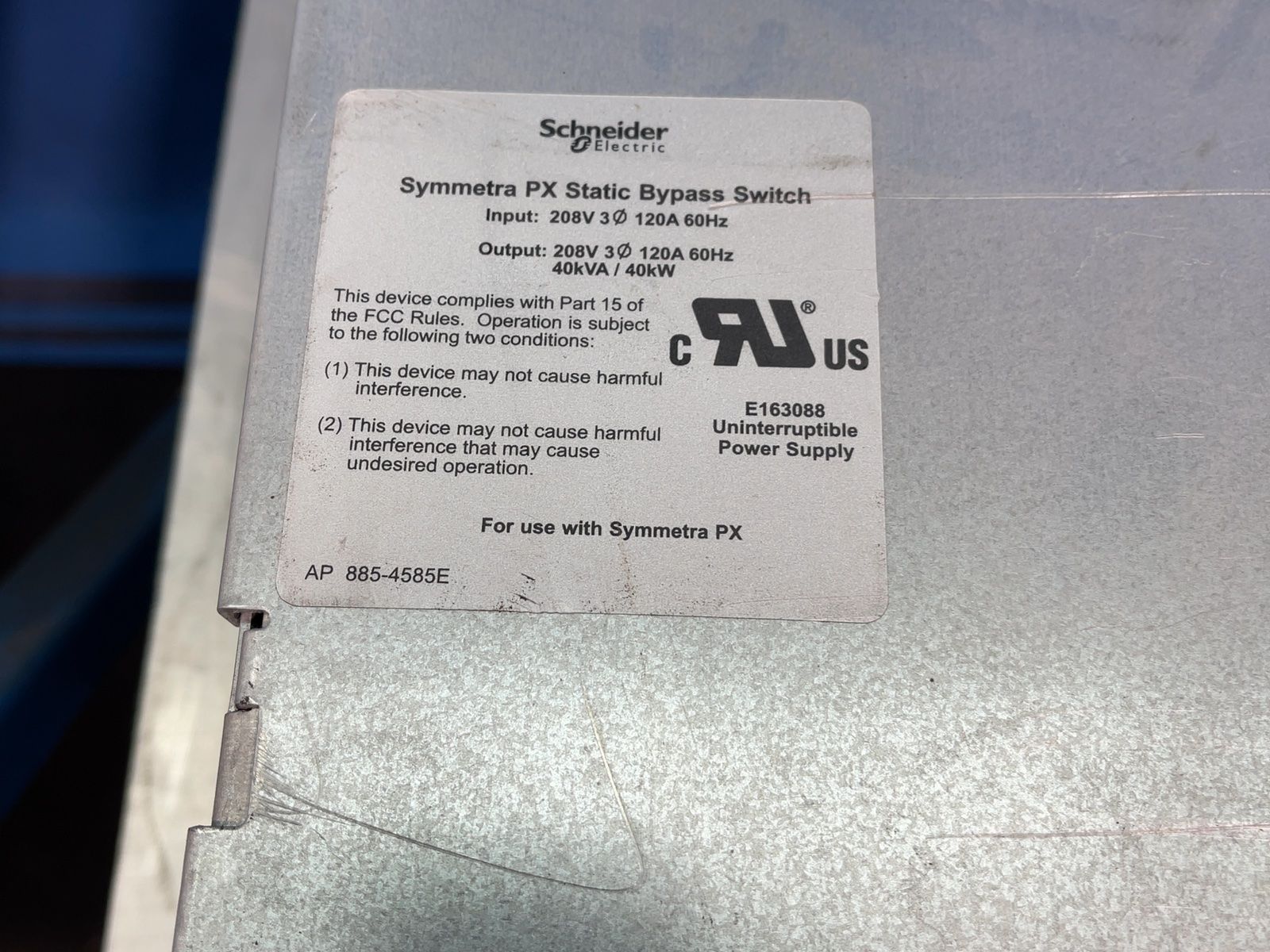 Schneider Electric Symmetra Px Static Bypass Switch - Sysw40kf