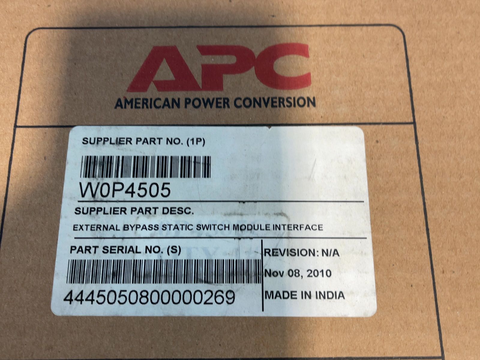 Apc External Bypass Static Switch Module Interface - W0p4505