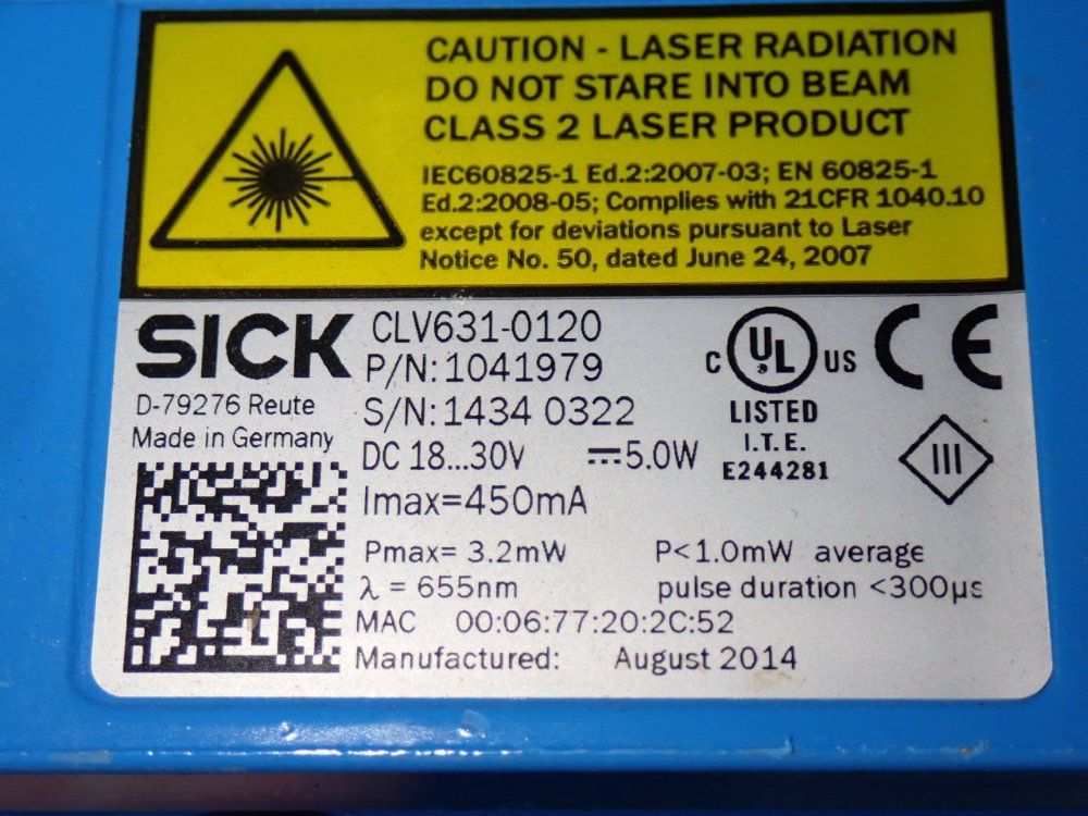 Sick Industrial Barcode Scanners - Clv631-0120