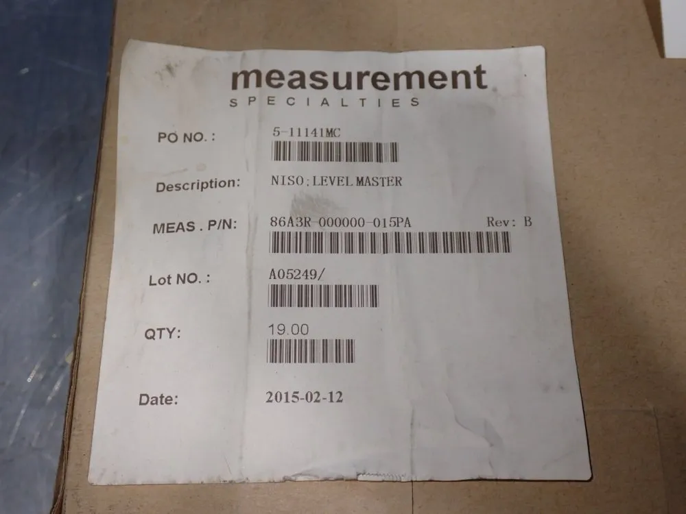 Measurement Specialties Level Master Sensors - 86a3r-000000-015pa