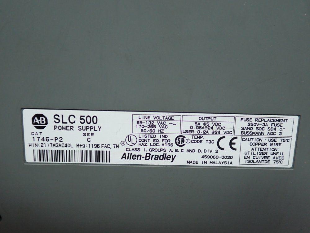 Allen Bradley Slc 500 Power Supply - 1746-p2