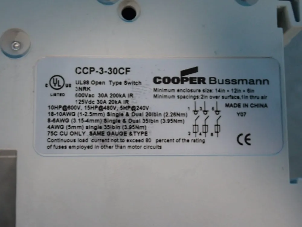 Cooper Bussmann Open Type Switch - Ccp-3-30cf